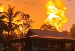 Breaking News! Pipa Gas Milk PT TGI di Inhil Meledak, Semburan Api Capai 15 Meter