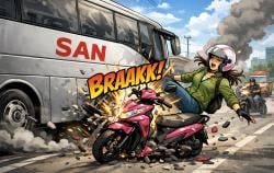 Diduga Kurang Waspada Saat Belok, Pengendara Motor Tersenggol Bus di Kartasura