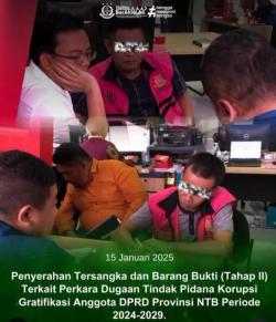 Kasus Pokir DPRD NTB: Penyidikan Rampung, Tiga Tersangka Masuk Tahap Penuntutan