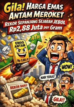 Gila! Harga Emas Antam Meroket, Rekor Sepanjang Sejarah Jebol Rp2,88 Juta per Gram