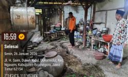 Tebing Sungai Tidu Amblas, Empat Rumah Warga Dukuhkidul Ngasem Terdampak