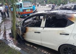 Kebakaran Mobil Kembali Terjadi di Cirebon, Honda Brio Hangus di Perempatan Krucuk Cirebon