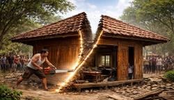 Cemburu dan Marah Isteri Selingkuh, Rumah Dibelah Dua Gunakan Mesin Gergaji