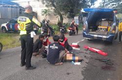 Kecelakaan di Tembi Bantul, Pengendara Motor Cidera Tabrak Truk Boks