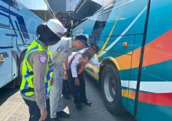 Gandeng Dishub, Satlantas Polres Grobogan Periksa Kelaikan Bus Sebelum Arus Mudik Lebaran 2026