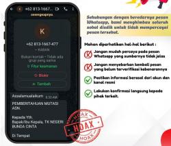 Disdikbud Karawang Minta Kepala Sekolah Waspadai WA Hoaks Mutasi Kepsek