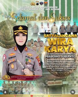 Kapolres Sragen Terima Satyalancana Wira Karya, Bangun 11 SPPG Terbanyak se-Indonesia