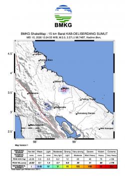 Medan Diguncang Gempa Magnitudo 3,0 Siang Ini, BMKG: Dipicu Aktivitas Sesar Aktif