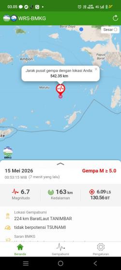 Gempa Kuat M6,7 Guncang Maluku Barat Daya, Getaran Capai Sorong dan Waisai