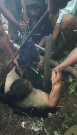 Evakuasi Dramatis Seorang Wanita Obesitas Jatuh ke Lubang Septic Tank Sedalam 4 Meter Hingga Luka