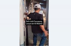 Nekat Lompat Sebelum Kereta Berhenti Sempurna, Sejumlah Penumpang di Stasiun Cikarang Terjungkal!