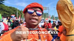 Konvoi Ribuan Fans Timnas Piala Dunia 2026 di Sorong Meriah