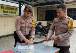 Polsek Kedungjati Tangkap 2 Remaja Belasan Tahun Bawa Celurit Panjang Corbek