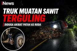 Truk Muatan Sawit Kecelakaan di Tanjakan Peles Giri Mulya