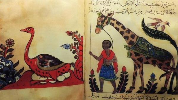 Sosok Al Jahiz diabadikan dalam perangko di Qatar. Al Jahiz merupakan ilmuwan muslim pencipta Kitab Al Hayawan yang mengulas ragam spesies dan evolusi binatang. (Foto: BBC).