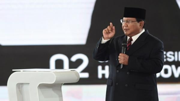 Calon presiden (capres) nomor urut 02 Prabowo Subianto dalam debat Pilpres 2019 putaran keempat di Hotel Shangri-La, Jakarta Pusat, Sabtu (30/1/2019). (Foto: Antara)