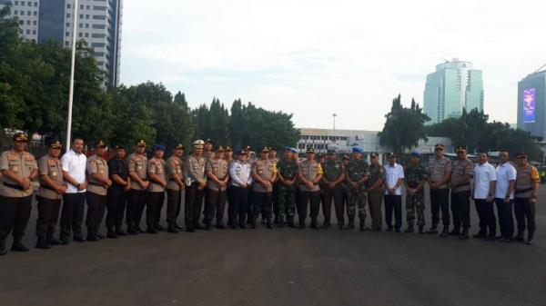 Apel Operasi Keselamatan 2019 di Lapangan Polda Metro Jaya, Jakarta, Senin (29/4/2019). (Foto: iNews.id/Irfan Ma'ruf)