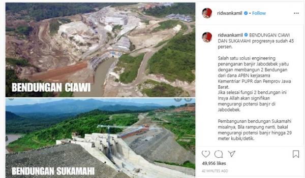 Tangkapan layar akun Instagram Ridwan Kamil
