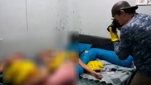 Tim Inafis Polresta Manado saat identifikasi dan olah TKP kasus penemuan mayat suami istri. (foto: iNews/Jefri Langi)