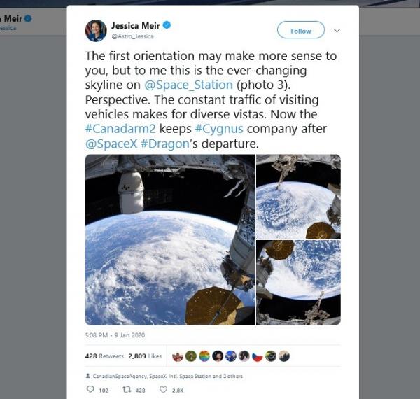 Astronot Jessica Meir mengambil gambar Bumi dari luar angkasa (Foto: Twitter)