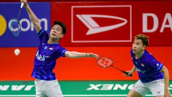 Kevin/Marcus Ganda putra Indonesia Kevin Sanjaya Sukamuljo/Marcus Fernaldi Gideon. (Foto: ANTARA/Galih Pradipta)