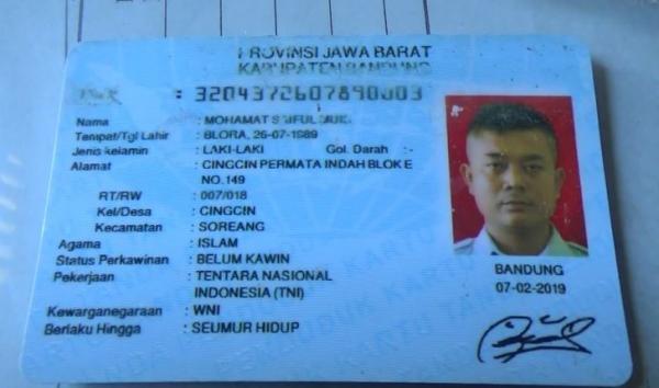 KTP TNI Gadungan, Kamis (23/1/2020) (Foto:iNews/Suryono Sukarno)