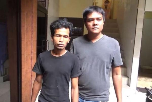 Pelaku pencurian modus becak hantu, Senin (27/1/2020) (Foto:iNews/ Andi)