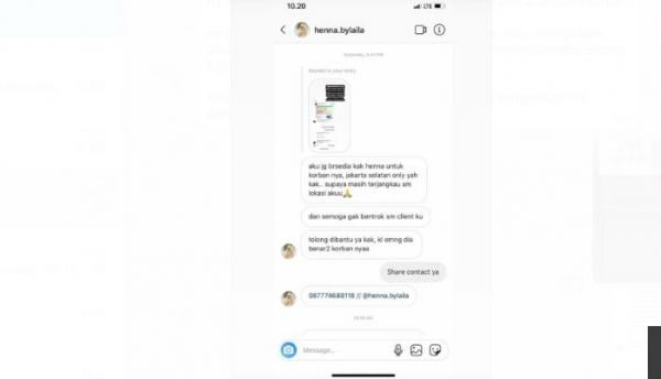 Tankapan layar Direct Message terkait Pandamanda