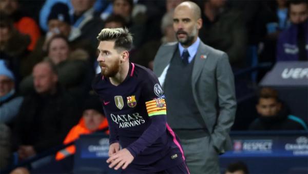 Pep Guardiola (belakang) berperan besar dalam karier Lionel Messi (depan). (Foto: rte)