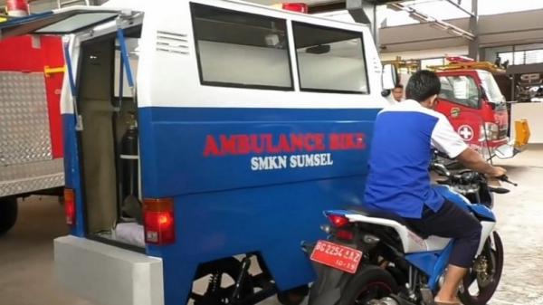 Tampak motor ambulans karya siswa SMKN Sumsel yang berdimensi panjang 2 meter dan lebar 1 meter, Rabu (19/2/2020).