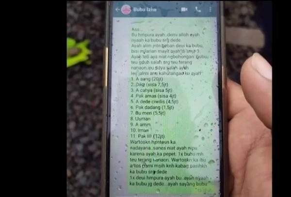 Pesan sebelum bunuh diri Pesan sebelum bunuh diri, Kamis (27/2/2020) (Foto: iNews/Asep Juhariyono)