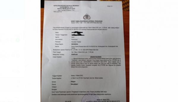 BAP laporan polisi (Dok Istimewa)