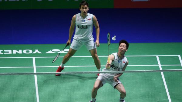 Ganda putra Indonesia Kevin Sanjaya Sukamuljo/Marcus Fernaldi Gideon. (Foto: AFP)