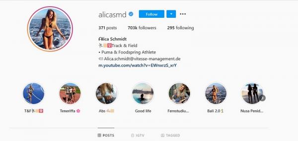 Follower Alicia Schmidt di Instagram