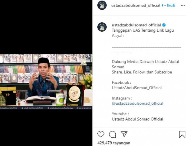 Penceramah kondang Ustaz Abdul Somad. (Foto: Instagram)