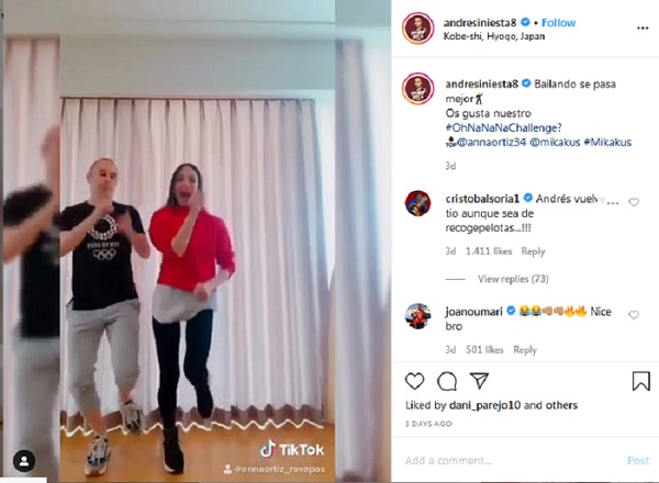 Andres Iniesta Menikmati Isolasi Mandiri di Jepang (foto: Instagram)