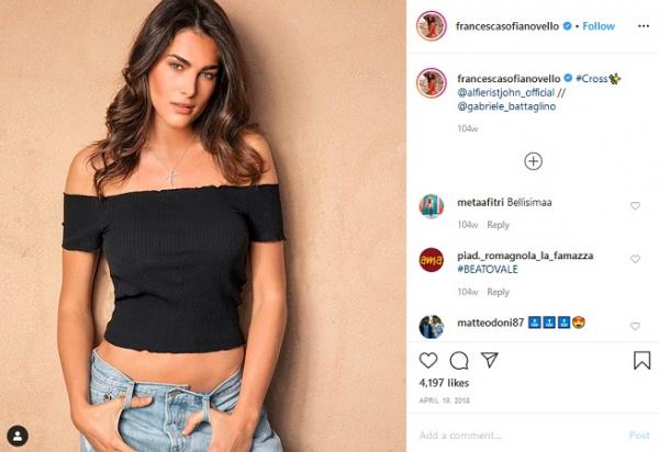 Pacar Valentino Rossi, Francesca Sofia Novello. (Foto: Instagram @francescasofianovello)