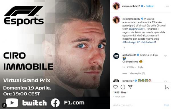 Immobile F1 Ciro Immobile gabung tim Formula 1. (Foto: Instagram @ciroimmobile17)