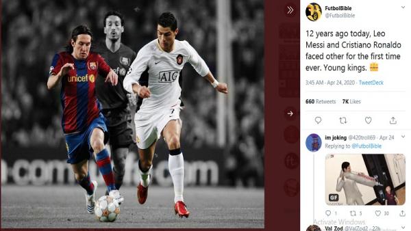 Pertemuan Perdana Messi Versus Ronaldo (foto: FutbolBible)