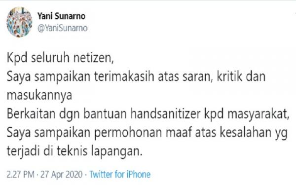 Trending Topik Klarifikasi Bupati Klaten Sri Mulyani lewan akun Twitternya