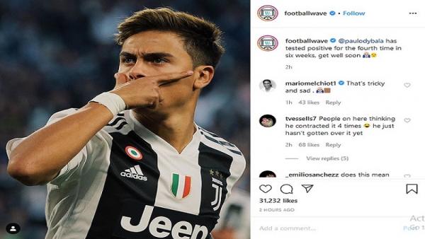 Paulo Dybala Masih Belum Sembuh dari Virus Corona (foto: Instagram Football-Wave)
