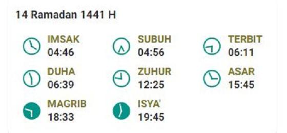 Jadwal imsak, salat dan buka puasa di Medan Kamis (7/5/2020). (Foto: Kemenag)