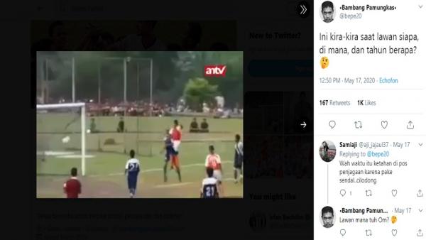 Tweet Bambang Pamungkas disertai video cuplikan gol laan (foto: Twitter)