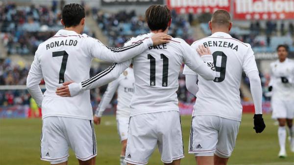 Trio Cristiano Ronaldo (7), Gareth Bale (11), dan Karim Benzema (9) menghadirkan tiga titel Liga Champions untuk Real Madrid. (Foto: wallpapercave.com)