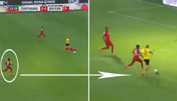 Davies 1 Bek Bayern Munchen, Alphonse Davies, mencatatkan kecepatan lari 35 km/jam saat mengejar Erling Braut Haaland (foto: Marca)