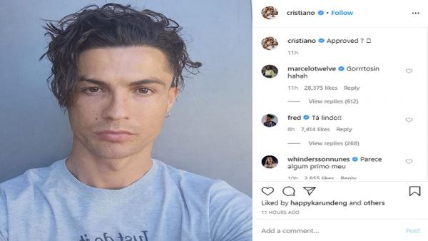 Cristiano Ronaldo memamerkan gaya rambut barunya di Instagram (foto: Instagram)