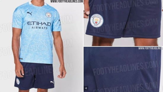 Jersey kandang terbaru Manchester City yang akan digunakan musim depan. (Foto: Twitter @Footy_Headlines)