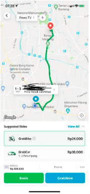 GrabBik kembali muncul di aplikasi (foto: Screenshot)