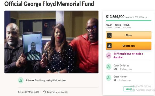 Platform GoFundMe menggalang dana untuk pemakaman dan kehidupan keluarga George Floyd