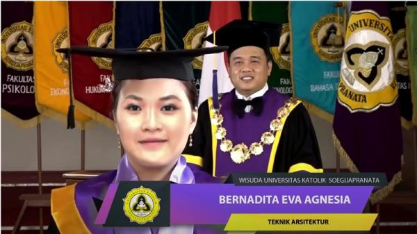 wisuda dengan teknologi animasi deteksi wajah Prosesi wisuda mahasiswa Unika Soegijapranata dengan menggunakan teknologi animasi deteksi wajah. (Foto IST)
